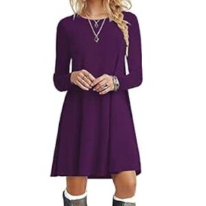 Purple Long Sleeve Tshirt Dresss